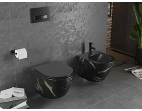 Mexen Lena, závesná WC misa Rimless s duroplastovým sedátkom s pomalým zatváraním, čierny-imitácia kameňa, 30224098