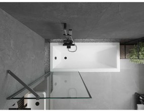 Mexen Next, 1-krídlová vaňová zástena 70 x 150 cm, 6mm číre sklo - čierny vzor, grafitová, 895-070-000-00-70-95
