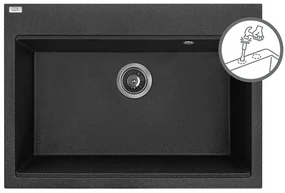 Laveo Tau, 1-komorový granitový drez 700x500x215 mm, čierna, LAV-SBT_7107