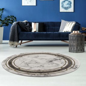 Dekorstudio Moderný okrúhly koberec NOA - vzor 9266 zlatý Priemer koberca: 160cm