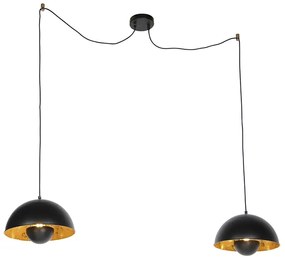 Priemyselné závesné žiarovky čierne so zlatým 2-svetlom - Magna Eglip