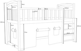 Detská vyvýšená posteľ z masívu borovice ARANKA - 200x90 cm - prírodná borovica