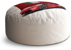 Sablio Taburet Circle Ferrari Talianska vlajka na červenom bloku: 40x50 cm
