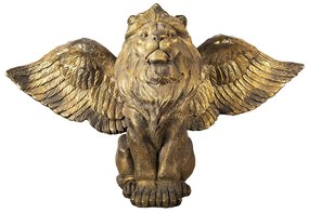 Zlatá antik dekorácia socha lev s krídlami Lion Gold - 100*50*62 cm