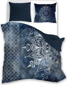 Bavlnené obliečky MANDALA - tmavo modré - 140x200 cm