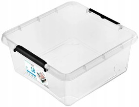 Úložný box s klipsami a vekom, CLEVER, 39x39x16,5 cm, 18 l