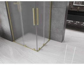 Mexen Velar L Duo, sprchový kút s posuvnými dverami 100 x 90 cm, 8mm sklo námraza, zlatá matná, 871-100-090-02-33-55