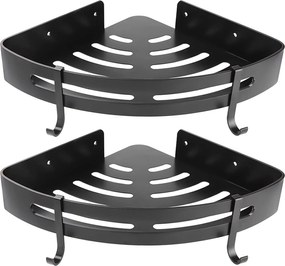 Čierna rohová polička do kúpeľne MYZEA - 2 kusy