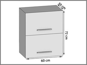Kuchynská skrinka Belini horná 60 cm šedý mat  TOR SGP2-60/1/WT/SR/0/B1