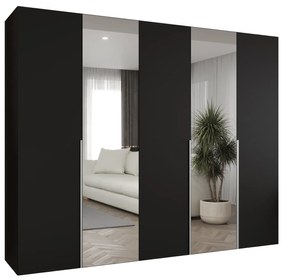 Šatníková skriňa 250 cm Alice 2 (čierna + kašmír). Akcia -20%. Vlastná spoľahlivá doprava až k Vám domov. 1126185