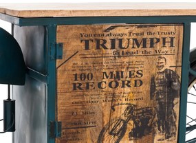 furniture-nabytek.cz - Masívna skrinka pod umývadlo Triumph z mangového dreva a kovu, lakovaná, modrá – 216×50×75 cm