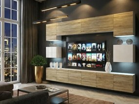 Obývacia stena Belini Premium Full Version dub sonoma / biely lesk + LED osvetlenie Nexum 41