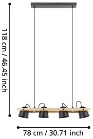 Eglo 900883 - LED RGBW Stmievateľný luster na lanku HORNWOOD-Z 4xLED/3,7W/230V