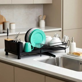 VILDE Odkvapkávač na riad VILDE, nastaviteľná šírka, 48-70 x 32 x 18 cm, čierny