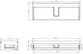 Mexen Box-A, závesná skrinka 120 cm, 1 zásuvka, sivá matná, 91AX0-1200-235-1-62
