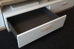 Obývacia stena Caracas Media, dub/biely lesk, s osvetlením