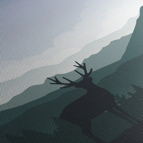 Obraz - Jeleň s vlkom v skalách (90x60 cm)