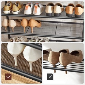 Vešiakový stojan s 5-úrovňovou lavicou na topánky, rustikálny hnedý