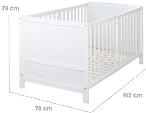 Biela postieľka s nastaviteľnou výškou 70x140 cm Easy Sleep – Roba