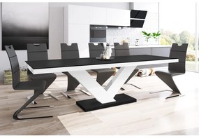 Luxusný rozkladací jedálenský stôl  VICTORIA MAT (čierna matná/biela/čierna matná)