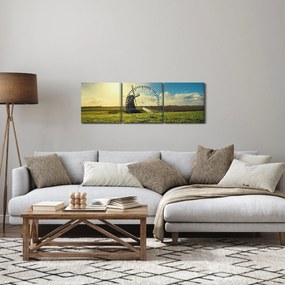 Obraz - Veterný mlyn (s hodinami) (90x30 cm)