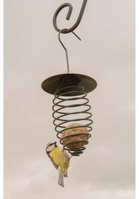 Tmavozelené kovové kŕmidlo so strechou Esschert Design, ⌀ 10,8 cm