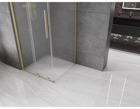 Mexen Velar, sprchový kút s posuvnými dverami 90 x 90 cm, 8mm sklo námraza, zlatá matná, 871-090-090-31-55