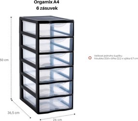 Úložný box so 6 zásuvkami, antracitová farba, OFFICEMIX