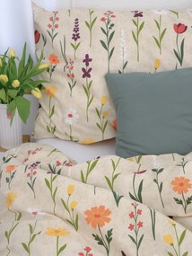 Predĺžené bavlnené obliečky Renforcé - Rozkvitnutá lúka prírodná