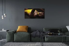 Obraz canvas Žena žltá ústa 120x60 cm