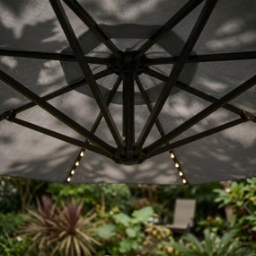 Záhradný slnečník MILIN s LED osvetlením 300 cm tmavošedý