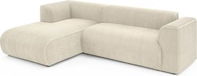 Béžová menčestrová rohová pohovka (ľavý roh/s leňoškou) Merid – Ropez