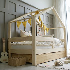 Detská domčeková posteľ HOUSEBED PLUS bariéra easy so zásuvkami Veľkosť postele: 140/90