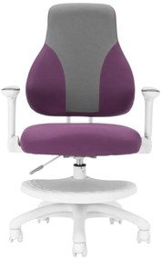 Detská rastúca stolička Neoseat KINDER WHITE — látka, šedá / fialová