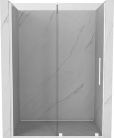 Mexen Velar, posuvné dvere do otvoru 150x200 cm, 8mm číre sklo, biely profil, 871-150-000-01-20