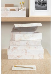 Béžové kartónové úložné boxy v súprave 3 ks s vekom 42,5x29,5x13 cm Kian Paper Laminate – Bigso