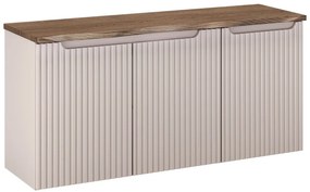 Závesná skrinka pod umývadlo Nova Cashmere s doskou a košom na bielizeň 120 cm kašmírová/dub casella