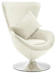 Otočná stolička v tvare vajca s vankúšom krémová zamatová 326216
