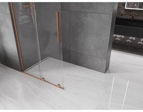 Mexen Velar L, posuvná sprchová zástena Walk-in 110 x 200 cm, 8mm číre sklo, medená matná, 871-110-003-03-65