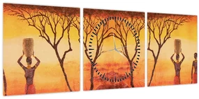Obraz - Africká savana (s hodinami) (90x30 cm)