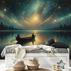 Tapeta nočné jazero pod hviezdnou oblohou