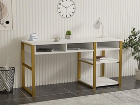 PC stolík Emiro (biela + zlatá). Akcia -7%. Vlastná spoľahlivá doprava až k Vám domov. 1089352