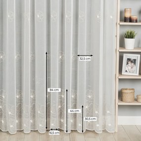 Biela tylová vyšívaná záclona FLORABELLA  - šité na mieru