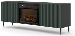 TV skrinka/stolík s elektrickým krbom FPB 2D 170 C Rowanna (čierna + tmavozelená). Akcia -20%. Vlastná spoľahlivá doprava až k Vám domov. 1125094