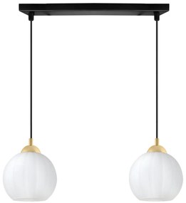 Závesné svietidlo Costa, 2x biele sklenené tienidlo, b/g