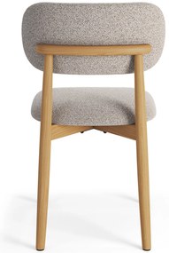 ALDO Béžová Latte (látka Monza 60) / lakovaný dubový rám – DREVENÁ BOUCLÉ STOLIČKA DO OBÝVAČKY, JEDÁLNE A KUCHYNE V RETRO ŠTÝLE