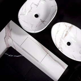 Rea Royal Mini, umývadlo na dosku 480x305x145 mm, imitácia kameňa Aiax Shiny, REA-U5063
