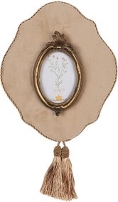 Béžovo - zlatý nástenný fotorámik so strapcami Baroque - 19*3*22/ 6*9cm