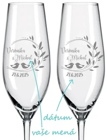 Svadobné poháre na sekt Romance 2 ks