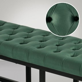 Lavica Polson - zamat, čierny rám 120 cm - Zelená